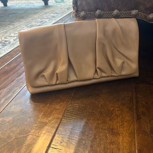Express tan leather clutch